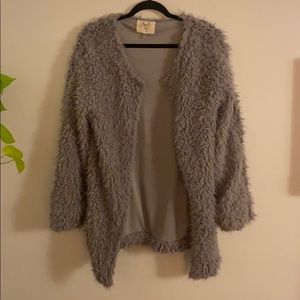 Fantastic fawn fuzzy sweater cardigan
